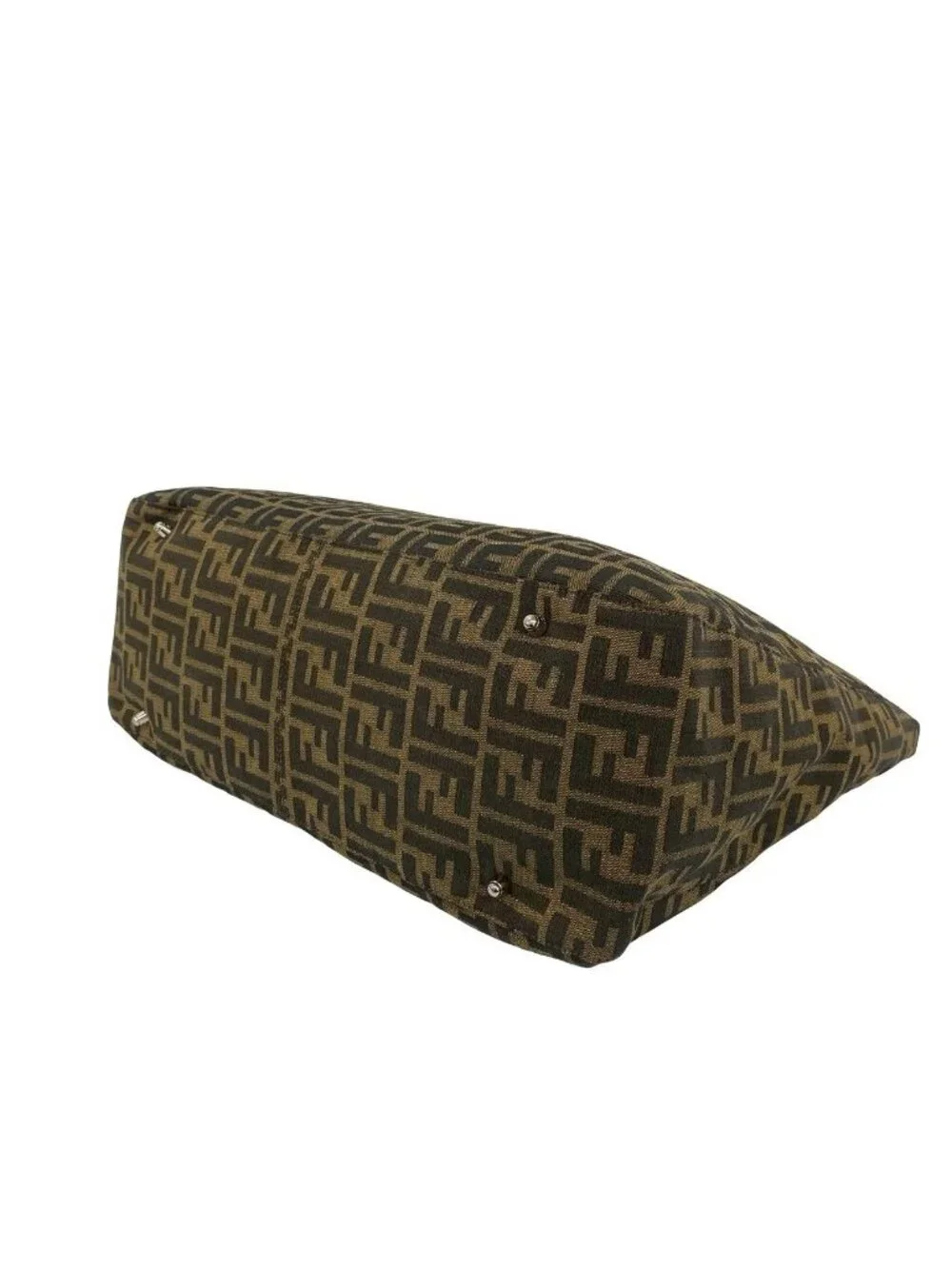 Fendi Zucca FF Pattern Canvas Leather Tote Business Brown